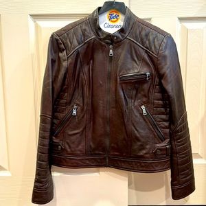 Bernardo Deep Maroon Leather Moto Jacket